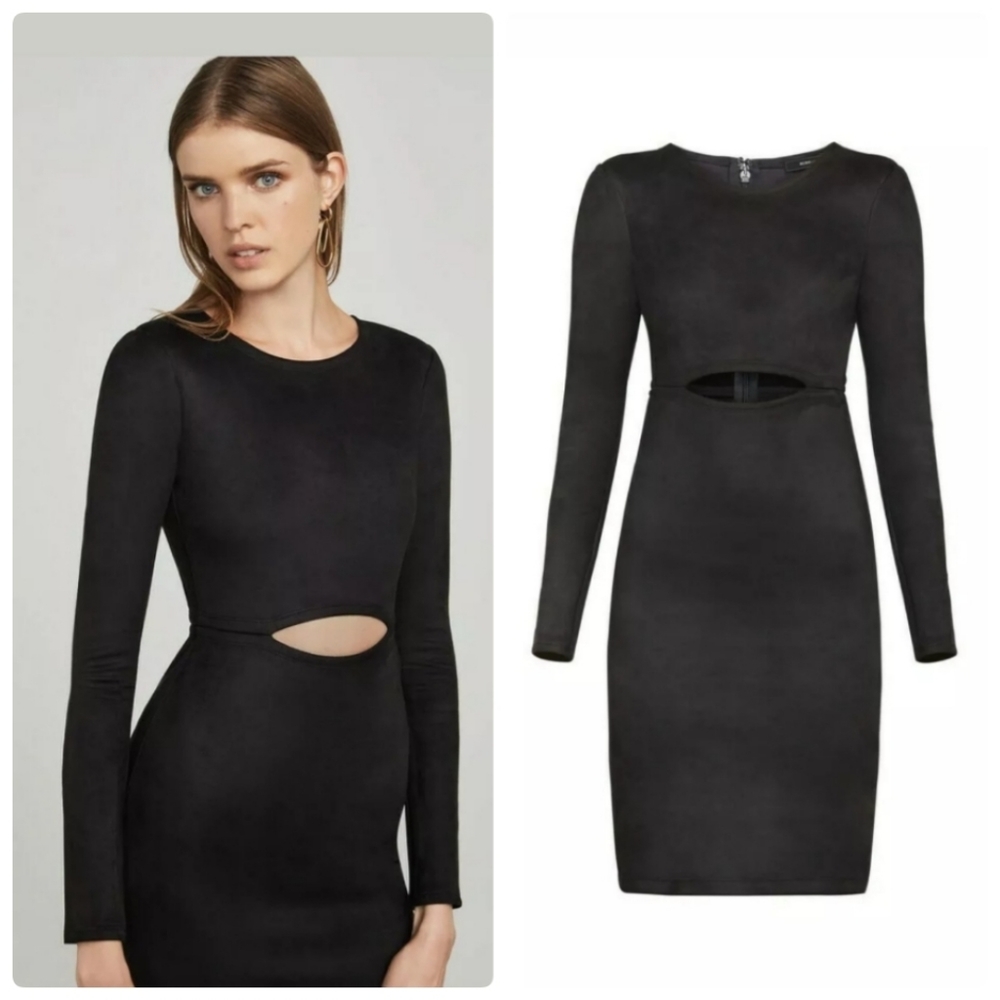 New BcBg Suede Black Bodycon Dress S